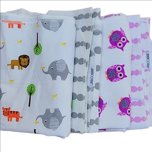 Zoocchini Cotton Candy Flannel Receiving Blanket 4pk-Purple/Gray Dots Owl Safari
